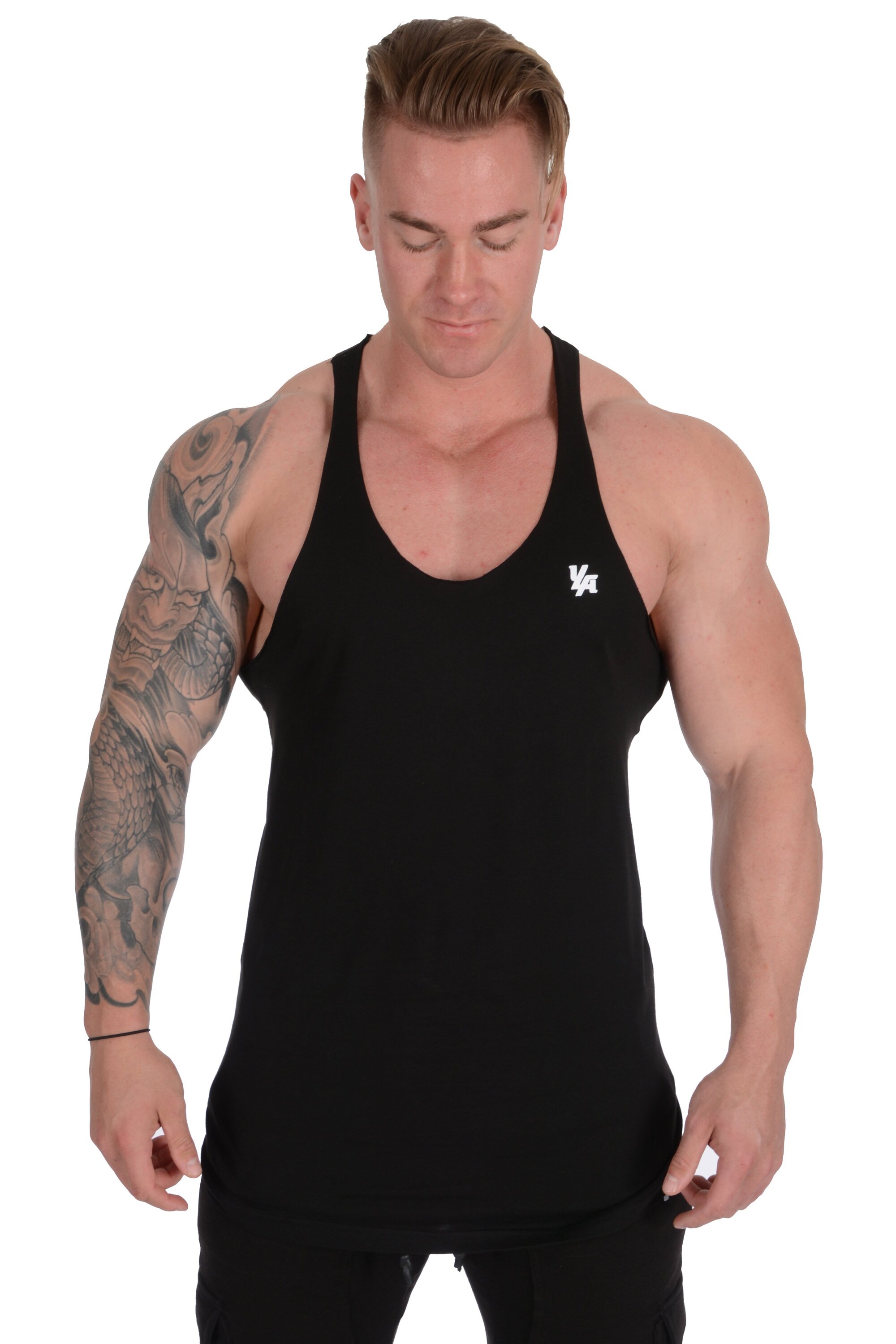 YoungLA Long Tank Tops Men Muscle Shirt Gym Training 306 All Black